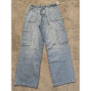 Arizona Jeans Women's Wide Leg Cargo Utility Skater Size 8 Blue Vintage Pants